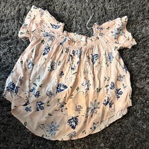 Astr Pink Floral Smocked Top